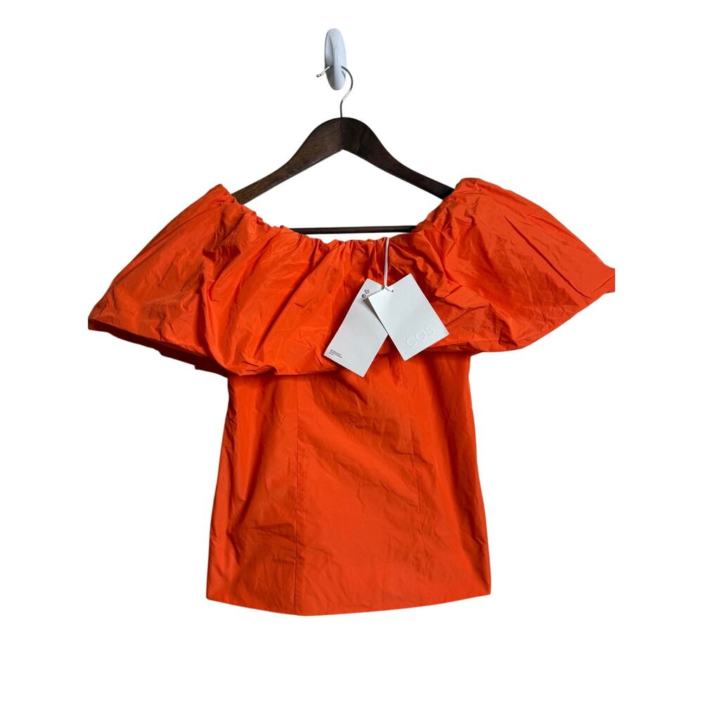 COS Voluminous Off-The-Shoulder Top in Bright Orange size 4 NWT